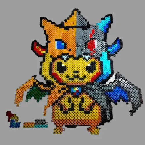 Pikachu i Mega Charizard kostym pärlplatta